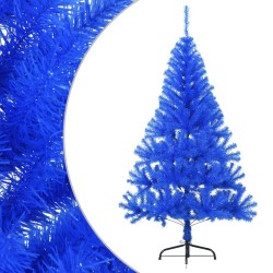 Demi sapin de Noël artificiel avec support Bleu 120 cm PVC 
