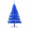Demi sapin de Noël artificiel avec support Bleu 120 cm PVC 