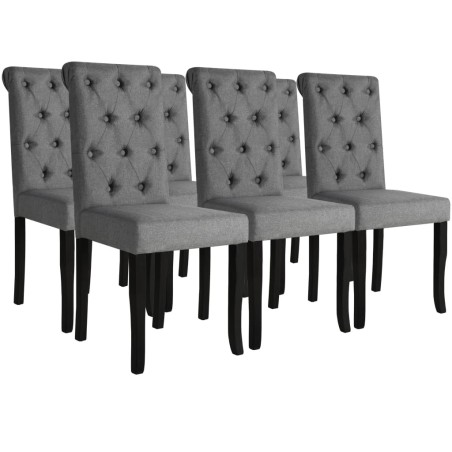 Chaises à manger lot de 6 gris foncé tissu 