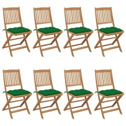 Chaises pliables de jardin lot de 8 avec coussins Bois d'acacia 
