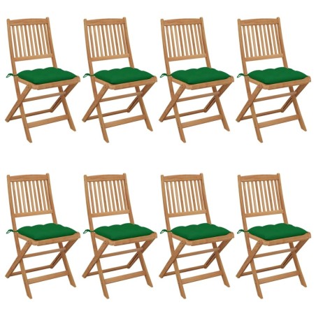 Chaises pliables de jardin lot de 8 avec coussins Bois d'acacia 
