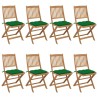 Chaises pliables de jardin lot de 8 avec coussins Bois d'acacia 