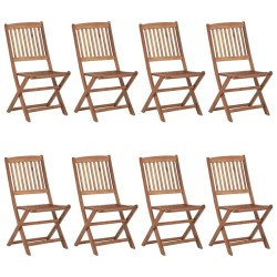 Chaises pliables de jardin lot de 8 avec coussins Bois d'acacia 