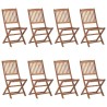 Chaises pliables de jardin lot de 8 avec coussins Bois d'acacia 