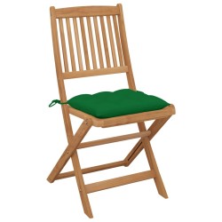 Chaises pliables de jardin lot de 8 avec coussins Bois d'acacia 