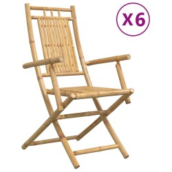 Chaises pliables de jardin lot de 6 53x66x99 cm bambou 