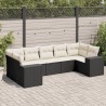 Salon de jardin 7 pcs avec coussins noir résine tressée 