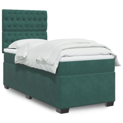 Sommier à lattes de lit avec matelas Vert foncé 90x200 cm 