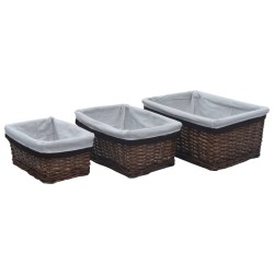 Ensemble de paniers gigognes 3 pcs Marron Saule 