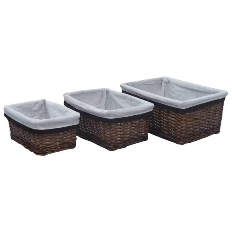Ensemble de paniers gigognes 3 pcs Marron Saule Ensemble de paniers gigognes 3 pcs Marron Saule