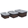 Ensemble de paniers gigognes 3 pcs Marron Saule 