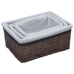 Ensemble de paniers gigognes 3 pcs Marron Saule 