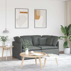 Canapé modulaire avec coussins en tissu gris foncé 