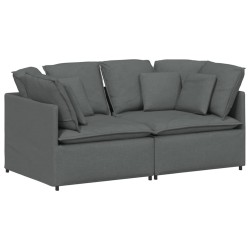 Canapé modulaire avec coussins en tissu gris foncé 