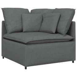 Canapé modulaire avec coussins en tissu gris foncé 