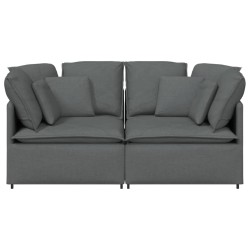Canapé modulaire avec coussins en tissu gris foncé 
