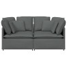 Canapé modulaire avec coussins en tissu gris foncé 