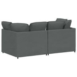 Canapé modulaire avec coussins en tissu gris foncé 