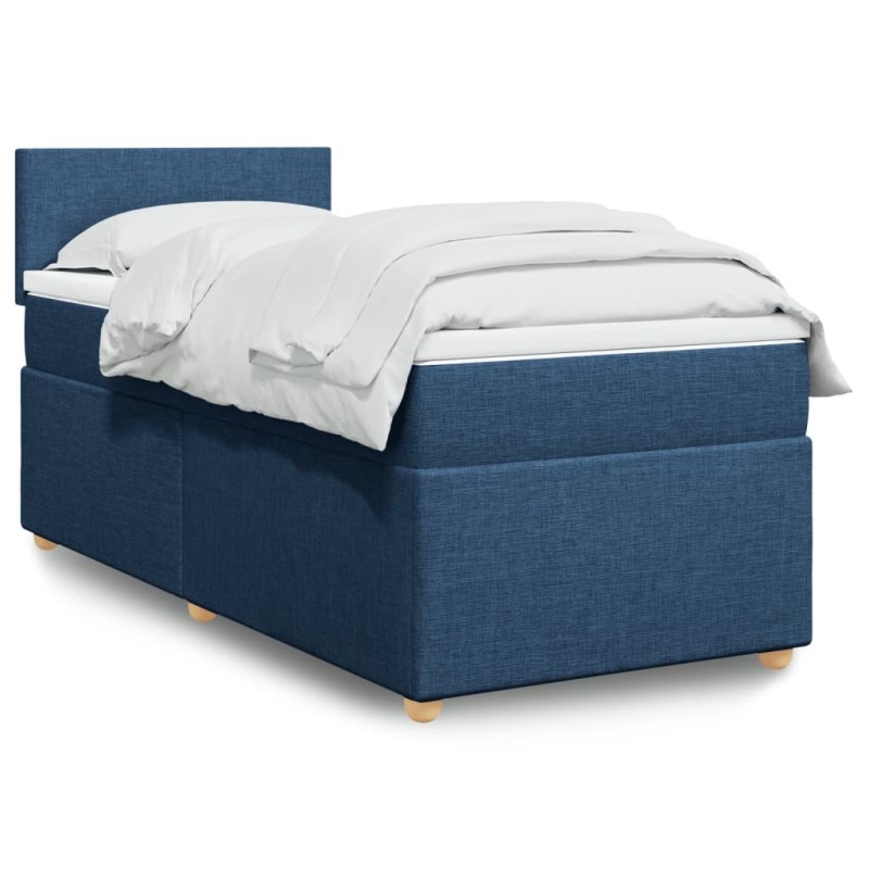 Sommier à lattes de lit avec matelas Bleu 90x190 cm Tissu 