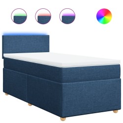 Sommier à lattes de lit avec matelas Bleu 90x190 cm Tissu 