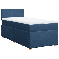 Sommier à lattes de lit avec matelas Bleu 90x190 cm Tissu 
