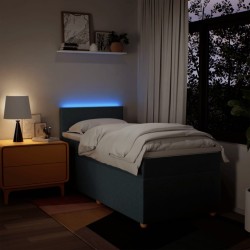 Sommier à lattes de lit avec matelas Bleu 90x190 cm Tissu 