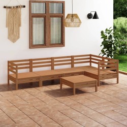 Salon de jardin 6 pcs Bois de pin massif Marron miel 