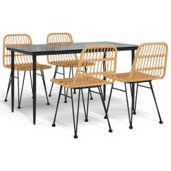 Ensemble à manger de jardin 5pcs Résine tressée 