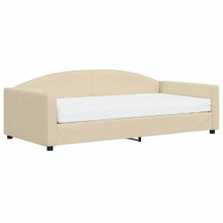 Lit de jour avec matelas crème 100x200 cm tissu 
