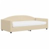 Lit de jour avec matelas crème 100x200 cm tissu 