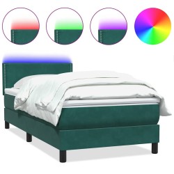 Sommier à lattes de lit et matelas vert foncé 90x220 cm velours 