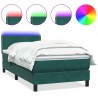 Sommier à lattes de lit et matelas vert foncé 90x220 cm velours 