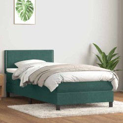 Sommier à lattes de lit et matelas vert foncé 90x220 cm velours 