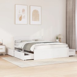 Cadre de lit sans matelas blanc 150x200 cm bois de pin massif 