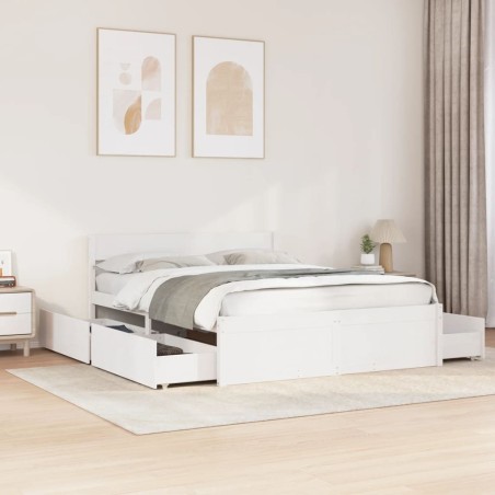 Cadre de lit sans matelas blanc 150x200 cm bois de pin massif 
