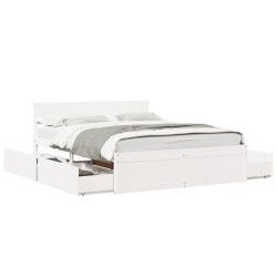 Cadre de lit sans matelas blanc 150x200 cm bois de pin massif 