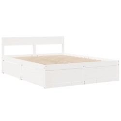 Cadre de lit sans matelas blanc 150x200 cm bois de pin massif 