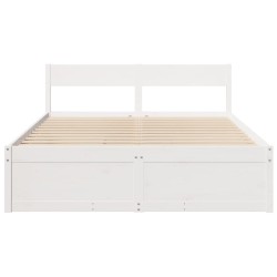 Cadre de lit sans matelas blanc 150x200 cm bois de pin massif 