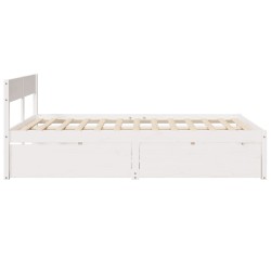 Cadre de lit sans matelas blanc 150x200 cm bois de pin massif 