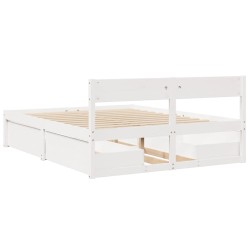 Cadre de lit sans matelas blanc 150x200 cm bois de pin massif 