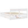 Cadre de lit sans matelas blanc 150x200 cm bois de pin massif 
