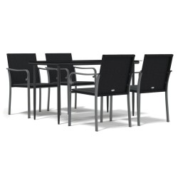 Ensemble à manger de jardin 5 pcs coussins résine tressée acier 