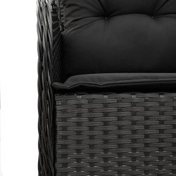 Ensemble à manger de jardin avec coussins 3 pcs Noir 