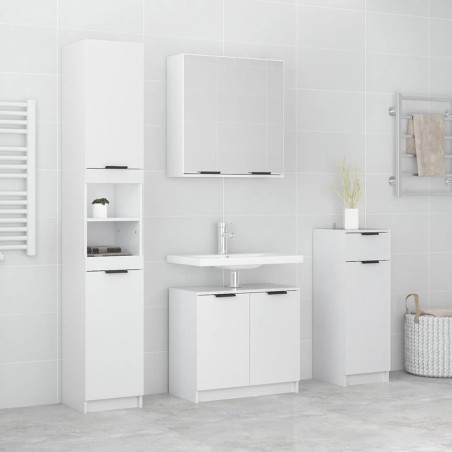 Meubles de salle de bain 4 pcs Blanc brillant Bois d'ingénierie 