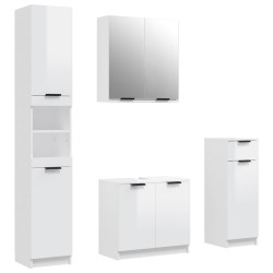 Meubles de salle de bain 4 pcs Blanc brillant Bois d'ingénierie 