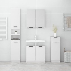 Meubles de salle de bain 4 pcs Blanc brillant Bois d'ingénierie 