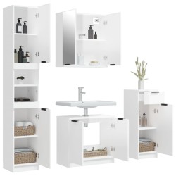 Meubles de salle de bain 4 pcs Blanc brillant Bois d'ingénierie 