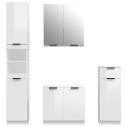 Meubles de salle de bain 4 pcs Blanc brillant Bois d'ingénierie 