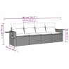 Salon de jardin 4 pcs avec coussins gris résine tressée 