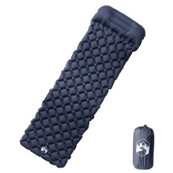Matelas de camping gonflable avec oreiller 1 personne gris 